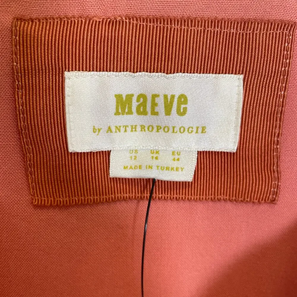 Anthropologie Maeve Tweed Mini Dress Collared Pink Cream Preppy Retro NWT 12 - Picture 4 of 7